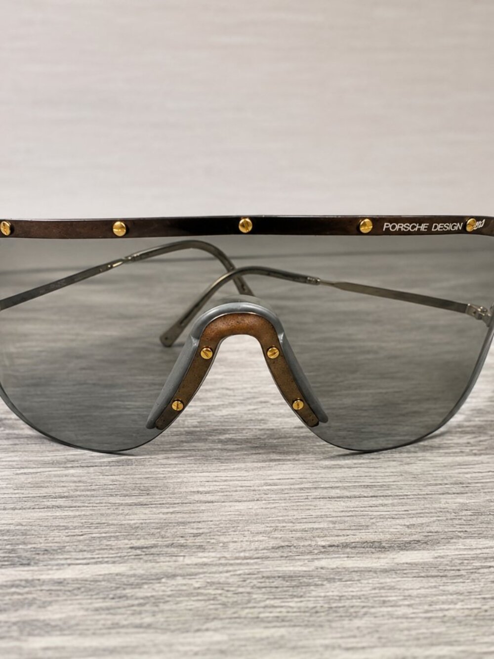 Vintage Porsche Design Carrera 5620 Shield Sunglasses Gray Gold Austria